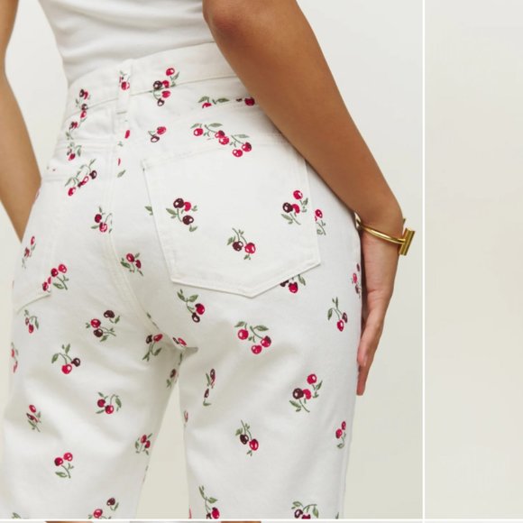 Reformation Embroidered High Rise Straight Jeans NWT - Picture 4 of 4